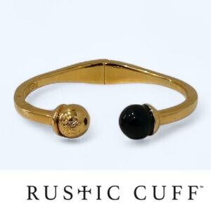 Rustic Cuff Gold Hinged Spring Bracelet with Black Accent, MSRP $44